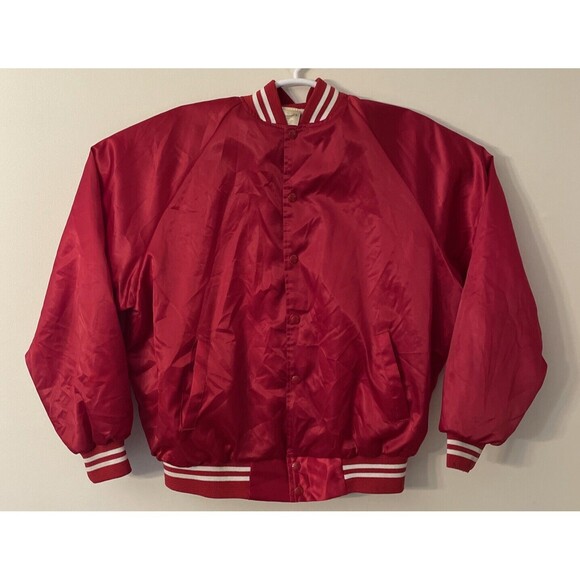 Vintage Satin Bomber Red Jacket XXL 80s Worlds Famous Pizza TUBBY’S Indiana - Picture 8 of 8